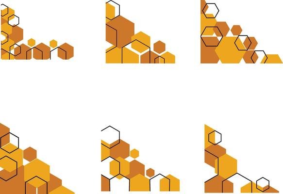 Hexagonal Corner Shape With Trendy Design. Vector Illustration Set.