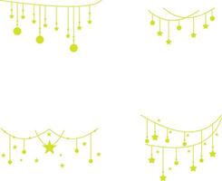 New Year Decoration With Simple Concept. Isolated On White Background. Vector Illustration Set.