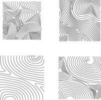 Hand Drawn Topography Pattern Square. Vector Illustration Set.