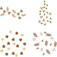 Fallen Autumn Leaves With Colorful Concept. Foliage Background. Vector Illustration Set.