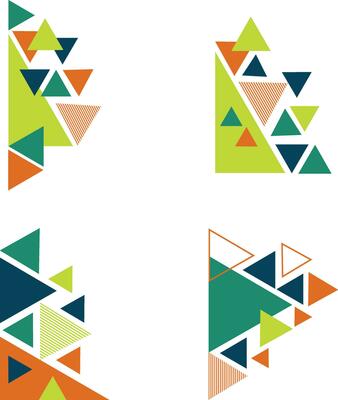 Triangle Corner Shape For Presentation Sheet Background. Isolated Vector Set.