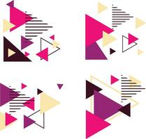 Triangle Corner Shape With Abstract Design. Isolated On White Background. Vector Illustration Set.