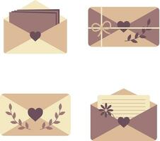 Cute Envelope Illustration With Different Decoration. Isolated Vector Set.