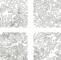 Topography Pattern Square For Map Contour Background. Vector Illustration Set.