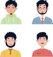 Flat Adult Character In Different Expression. Vector Illustration Set.