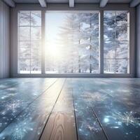 a blue floor with snowflakes on it photo