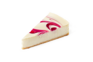 tranche de classique cheesecake Nouveau york fraise ou framboise confiture sur blanc ou invisible Contexte isolé Haut vue png