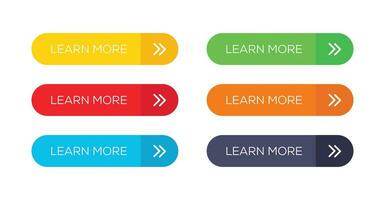 Learn More Buttons. Learn More button set vector