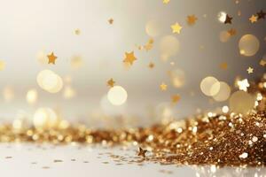 Abstract holiday background with a bunch of sparkles and highlights. Blurred sparkling background with place for text, congratulations photo