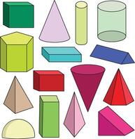 Geometry Different 3D Shape Clipart Set vector