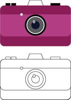 Camera Outline with Clipart set vector