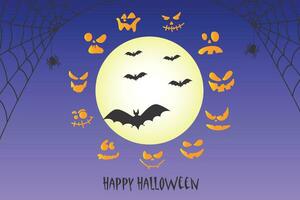 Happy Halloween banner or party invitation background with bats and ghosts . Vector illustration. Vector illustration. Vector illustration