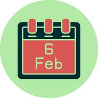 February 6 Vector Icon
