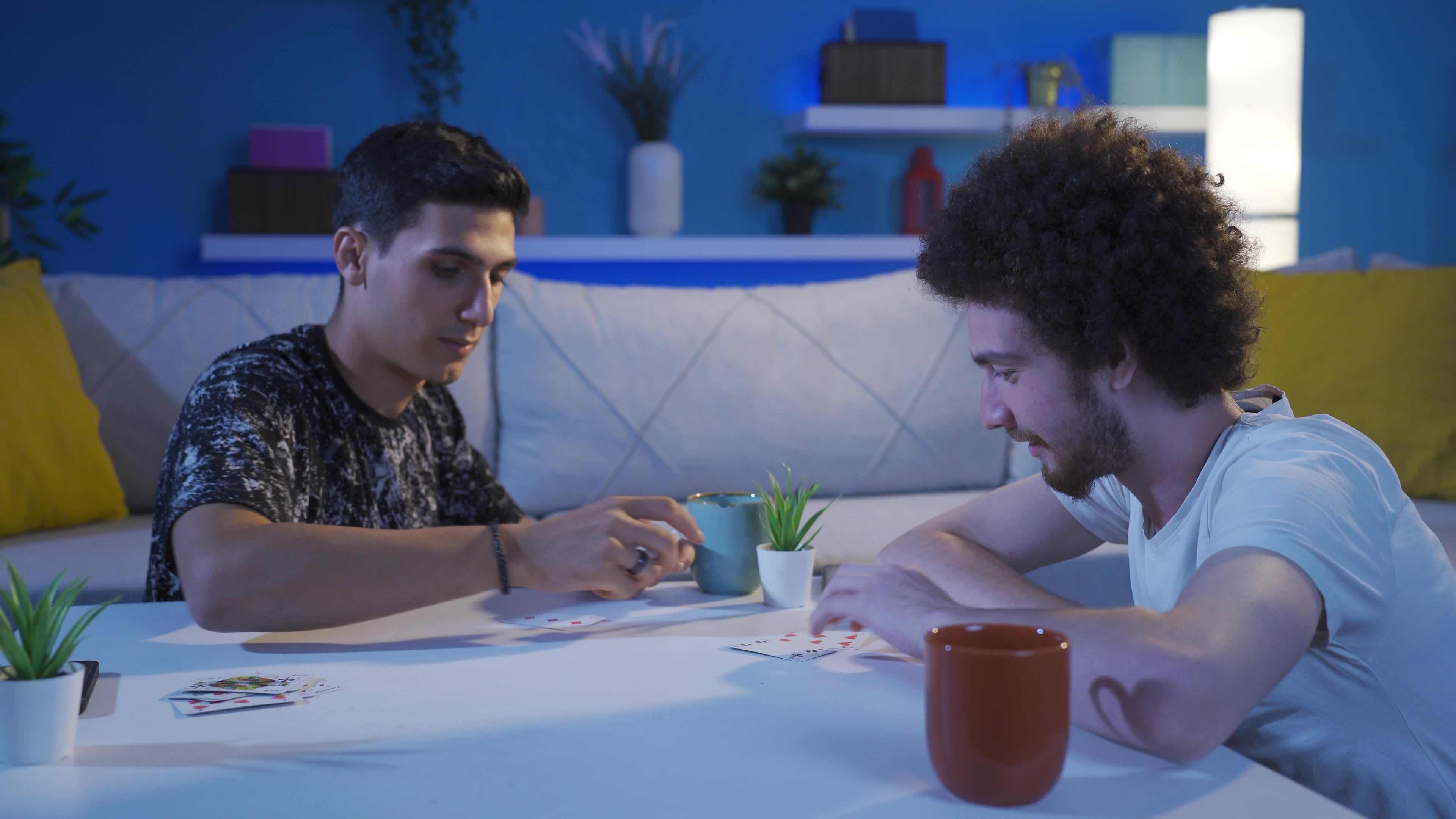 The friend who lost in poker gets offended and leaves the house