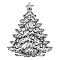 Christmas tree in Comic style, hand-drawn sketch. Symbol of Christmas and New Year. vector