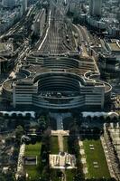 Panoramic View of Montparnasse Station and Parisian Rails from Montparnasse Tower Rooftop photo