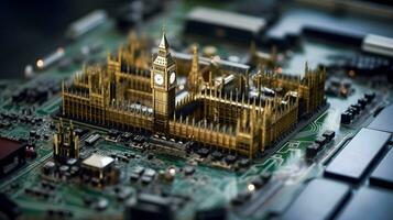 Metropolis Microchipped    london on a motherboard   generative ai photo