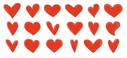 Set of different shapes of red hearts vector