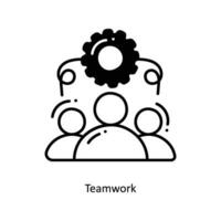 Teamwork doodle Icon Design illustration. Startup Symbol on White background EPS 10 File vector