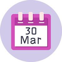 marzo 30 vector icono