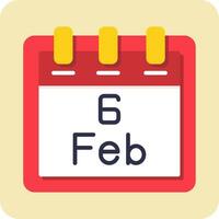 February 6 Vector Icon