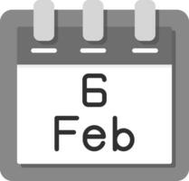 febrero 6 6 vector icono