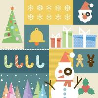 Christmas geometric elements pastel colors vector illustration. Christmas symbols composition flat design, geometry, mosaic and vintage concept.
