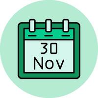 noviembre 30 vector icono