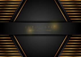 Black and golden abstract geometric tech background vector