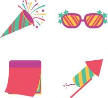 New Year Party Icon. Isolated Vector Set.