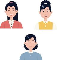 Flat Adult Character In Different Expression. Vector Illustration Set.