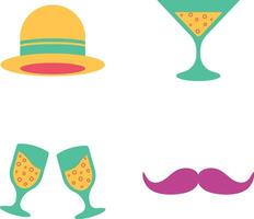 New Year Party Icon. Isolated Vector Set.