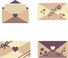 Cute Envelope Illustration With Different Decoration. Isolated Vector Set.