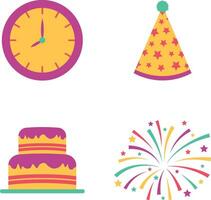 New Year Party Icon. Isolated Vector Set.