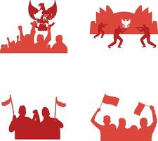 Indonesian Independence Day Icon For Template Background. Vector Illustration Set.