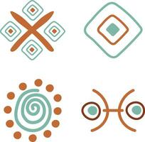Abstract African Shape In Different Shape. Isolated On White Background. Vector Illustration Set.