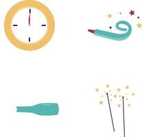 New Year Party Icon On White Background. Vector Illustration Set.