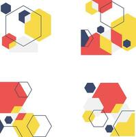 Hexagonal Corner Shape With Simple Shape. Isolated Vector Set.