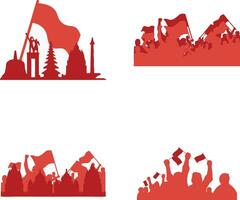 Indonesian Independence Day Icon For Template Background. Vector Illustration Set.