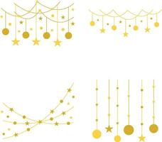 New Year Decoration With Sparkle Design. Vector Illustration Set.