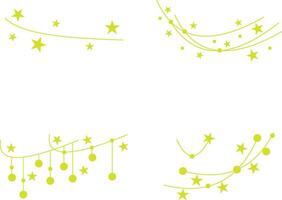 New Year Decoration With Simple Concept. Isolated On White Background. Vector Illustration Set.