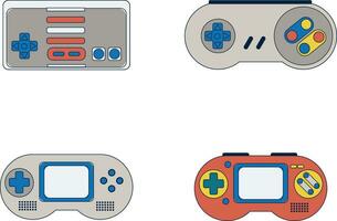 Retro Game Console With Colorful Design. Vector Illustration Set.