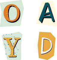 Ransom Note Cut Out Alphabet With Anonymous Design Style. Vector Illustration Set.