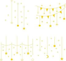 New Year Decoration For Template Background. Vector Illustration Set.