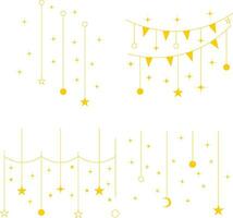 New Year Decoration For Template Background. Vector Illustration Set.