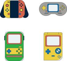 Retro Game Console With Colorful Design. Vector Illustration Set.