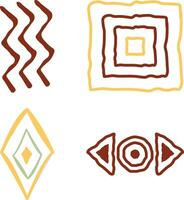 Abstract African Shape With Doodle Design Style. Vector Illustration Set.