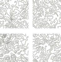 Topography Pattern Square For Map Contour Background. Vector Illustration Set.