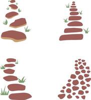 Nature Path Way In Different Shape. Vector Illustration Set.