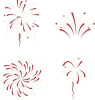 Indonesian Independence Day Fireworks For Template Elements. Isolated Vector Set.